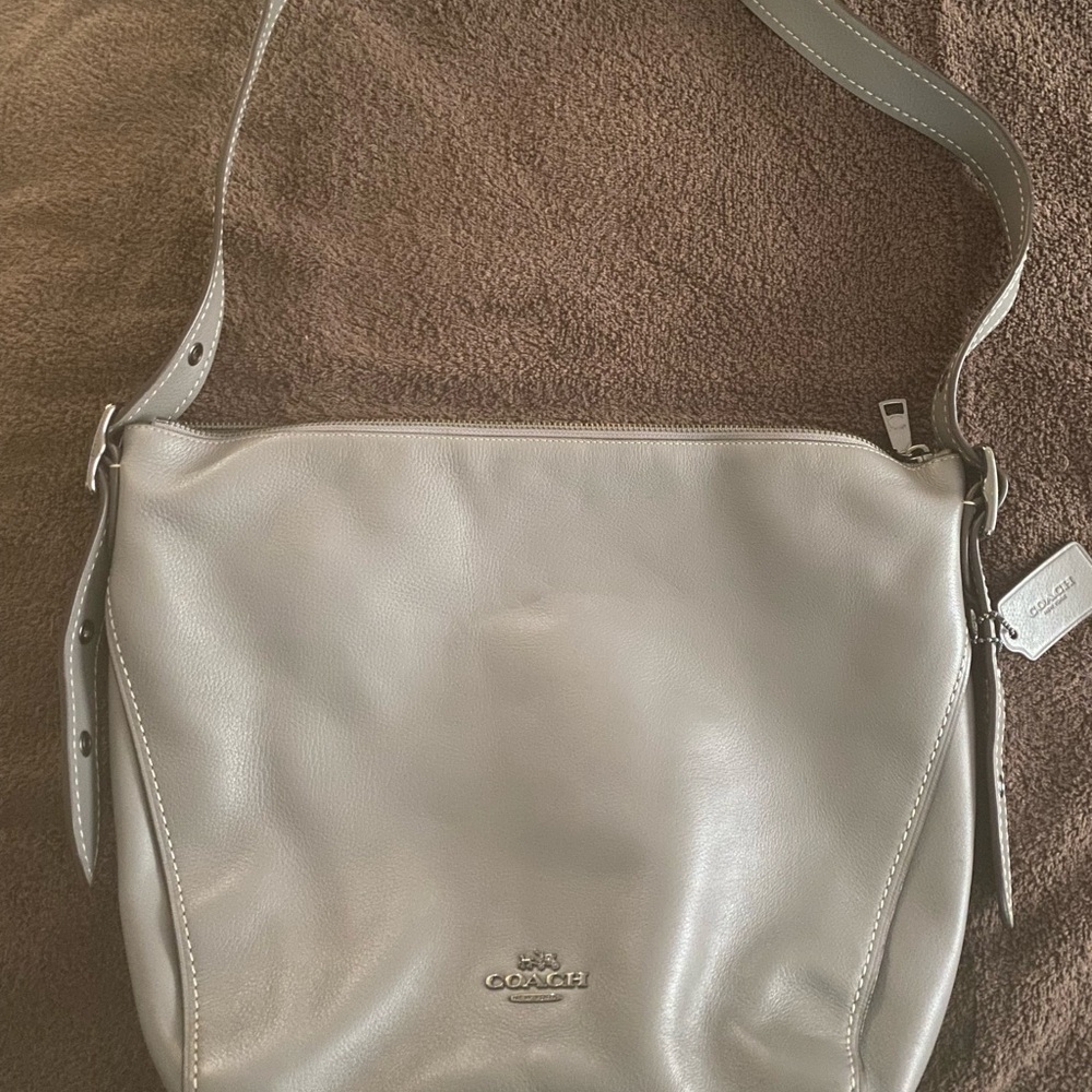 Coach Gray Leather Shoulder Bag